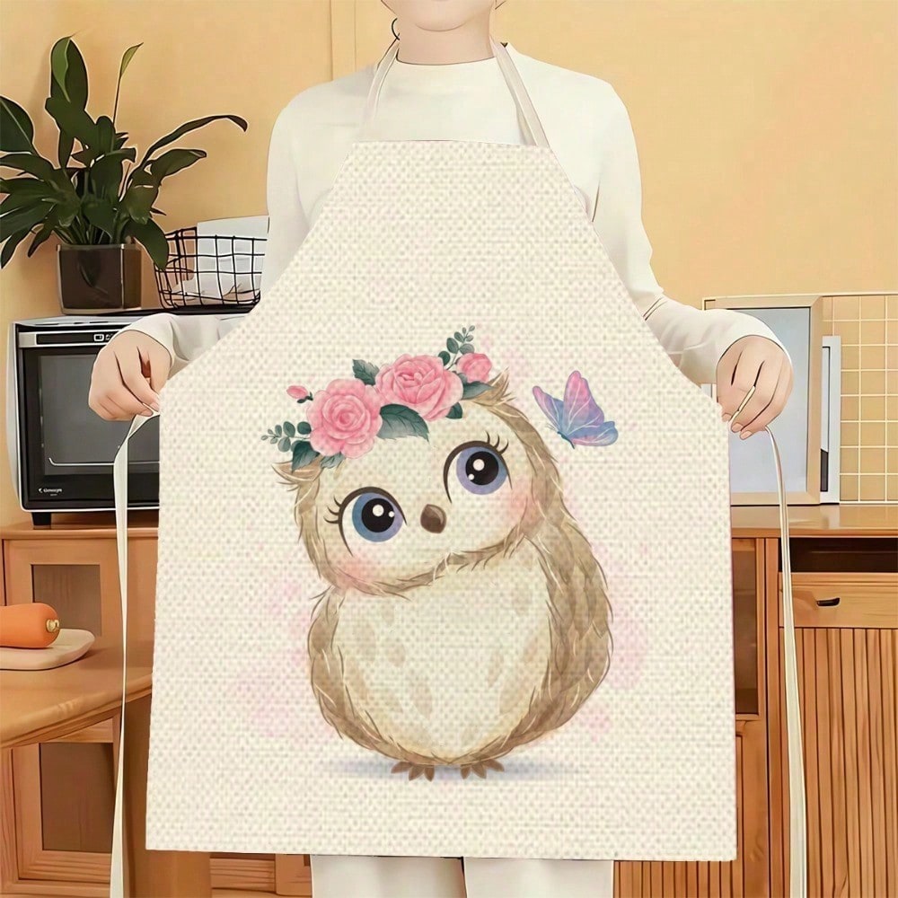 1pc A Cute Owl-Patterned Linen - Home Cooking On ulasan dan harga